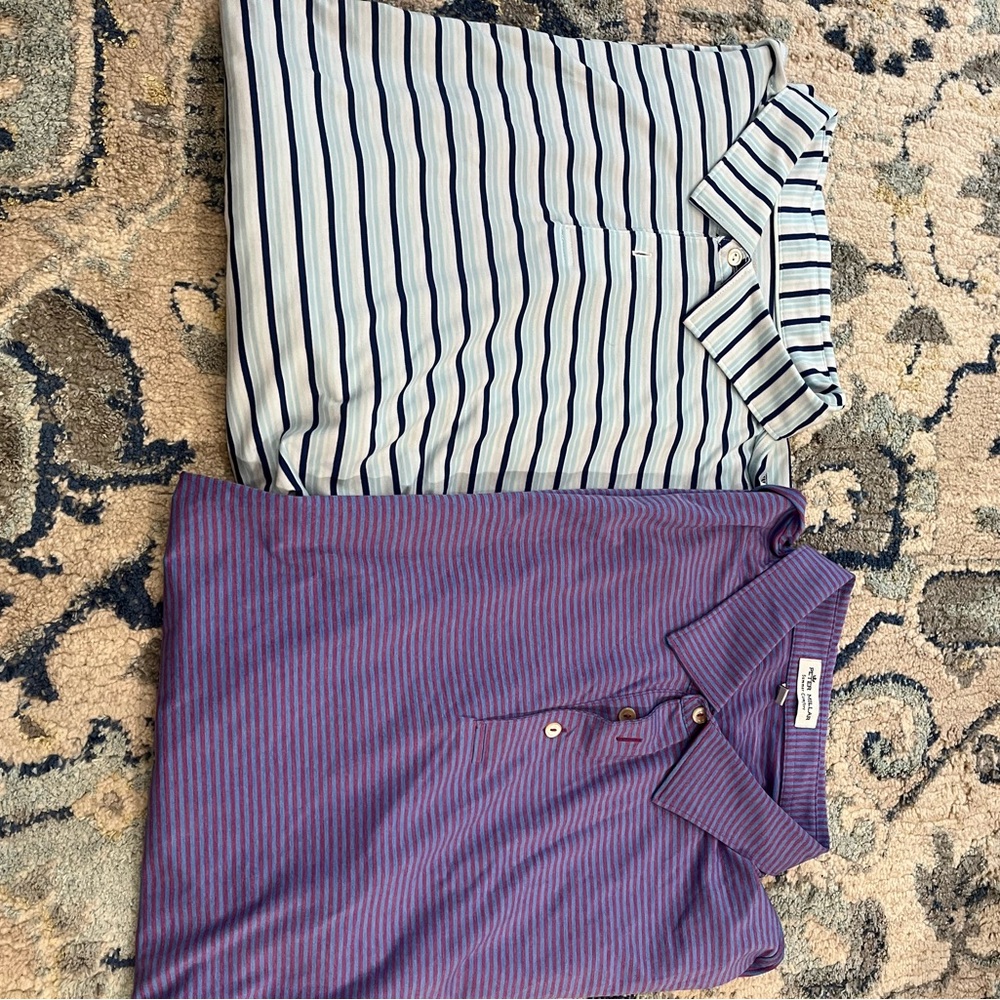 Men's Peter Millar striped polo shirts.